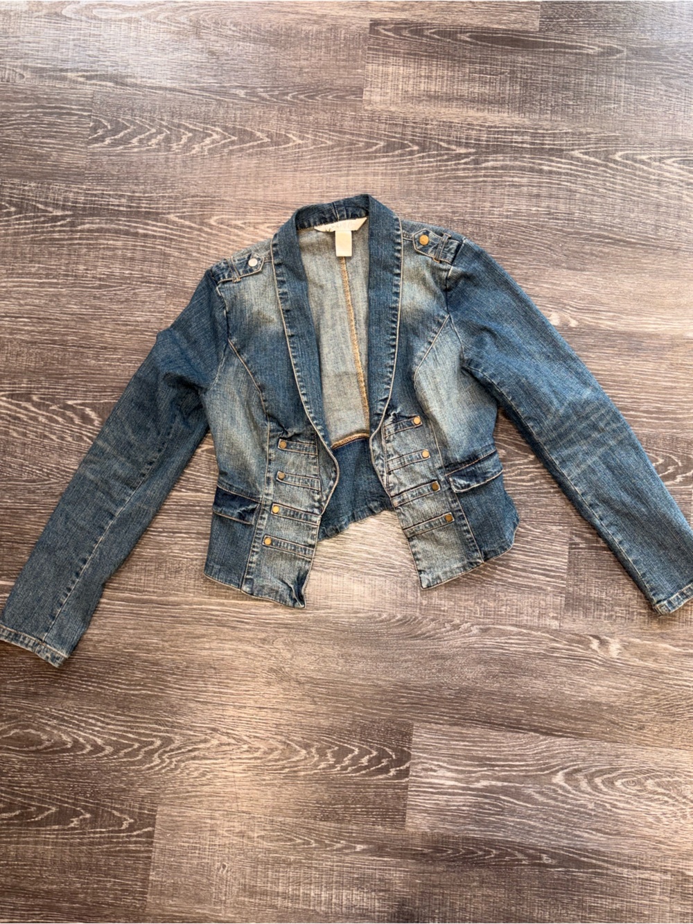 Denim Military-Style Jacket with Cool Hardwear